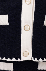 Bevin Diamond Sweater, color-Navy