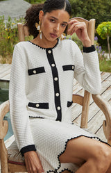 Bevin Diamond Sweater, color-White