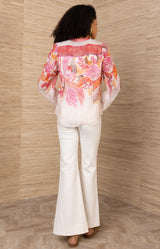 Delphine Chiffon Top, color-Pink