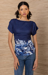 Blessing Jersey Top, color-Navy