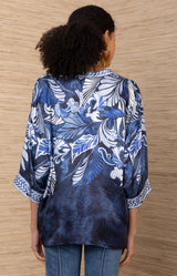 Neriah Charmeuse Top, color-Navy