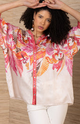 Neriah Charmeuse Top, color-Pink