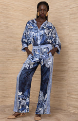 Beyza Charmeuse Pant, color-Navy