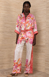 Beyza Charmeuse Pant, color-Navy