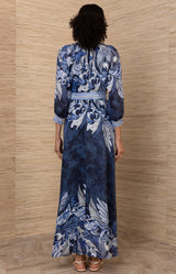 Belize Linen Maxi Dress, color-Navy