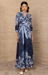 Belize Linen Maxi Dress, color-Navy