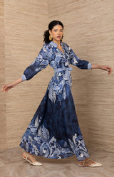 Belize Linen Maxi Dress, color-Navy