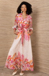Belize Linen Maxi Dress, color-Pink