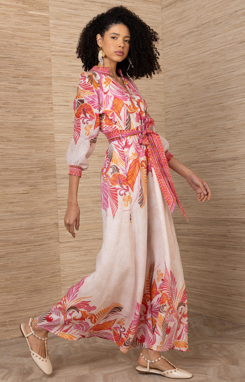 Belize Linen Maxi Dress Pink / M
