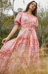 Bess Linen Dress, color_Coral