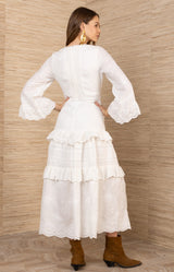 Bronte Linen Dress, color-Ivory