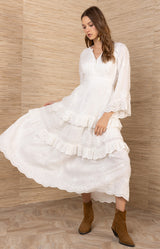 Bronte Linen Dress, color-Ivory
