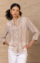 Rosalina Silk Top, color-Beige