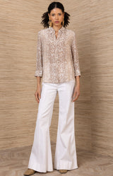 Rosalina Silk Top, color-Beige