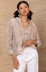 Rosalina Silk Top, color-Beige