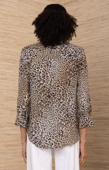 Rosalina Silk Top, color-Brown