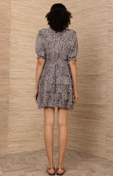 Blanche Chiffon Dress, color-Brown