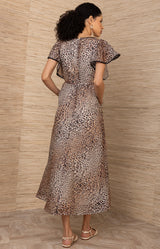 Euphemia Organza Dress, color-Brown