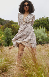 Blanche Chiffon Dress, color-Beige