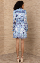 Bertille Chiffon Dress, color-Blue