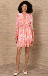 Bertille Chiffon Dress, color-Pink