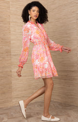 Bertille Chiffon Dress, color-Pink