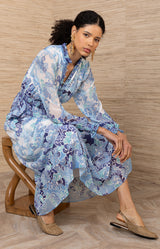 Bertille Chiffon Maxi Dress, color-Blue