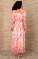 Bertille Chiffon Maxi Dress, color-Pink