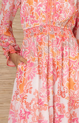 Bertille Chiffon Maxi Dress, color-Pink
