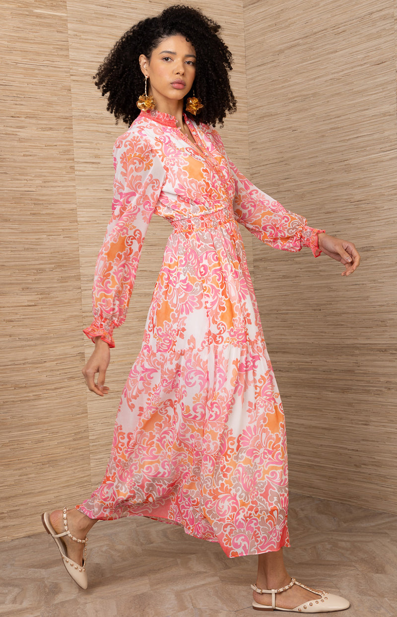 Bertille Chiffon Maxi Dress Pink / S