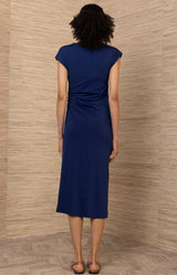 Thora Jersey Solid Dress, color-Navy