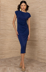 Thora Jersey Solid Dress, color-Navy