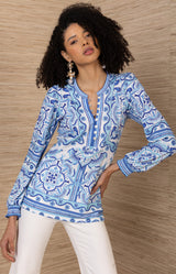 Luz Jersey Top, color-Blue