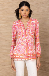 Luz Jersey Top, color-Coral