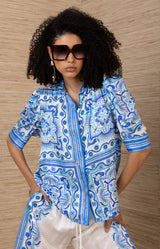 Fable Silk Top, color-Blue