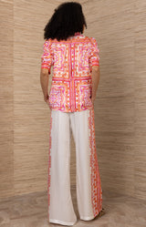 Fable Silk Top, color-Coral