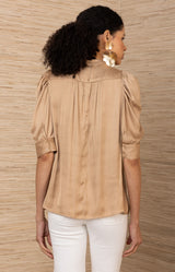 Fable Charmeuse Top, color-Bronze