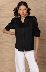 Fable Charmeuse Top, color-Black