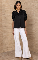 Fable Charmeuse Top, color-Black