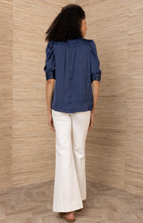 Fable Charmeuse Top, color_Navy
