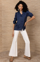 Fable Charmeuse Top, color_Navy