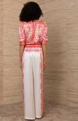 Bara Silk Pant, color-Coral