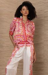 Bara Silk Pant, color-Coral