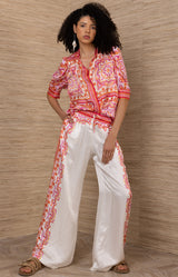 Bara Silk Pant, color-Coral