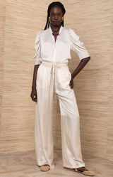 Bara Charmeuse Pant, color-Ivory