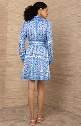 Arlo Silk Dress, color-Blue