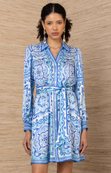  Arlo Silk Dress, color-Blue