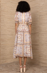 Bess Linen Dress, color-Ivory