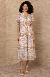 Bess Linen Dress, color-Ivory