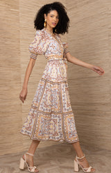 Bess Linen Dress, color-Ivory